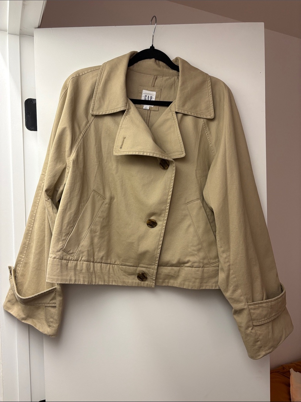 GAP Cropped Tan Cotton Trench Jacket